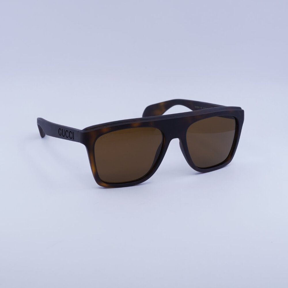 Gucci GG1570S 002 Sunglasses Matte Dark Havana Square Frame, Brown Lenses - Picture 5 of 11